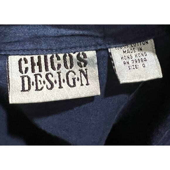 Chico’s Design Vintage Denim Dark Blue Button Up Shirt Long Sleeve Womens S (0) - Picture 8 of 8